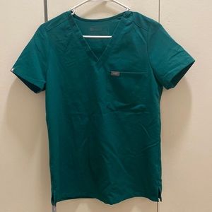FIGS Catarina one pocket scrub top in Hunter Green